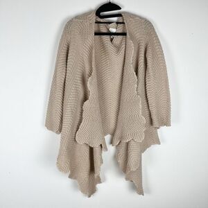 Odylyne Los Angeles Nude Cardigan Scallop Hem Boho Sz XS​​​